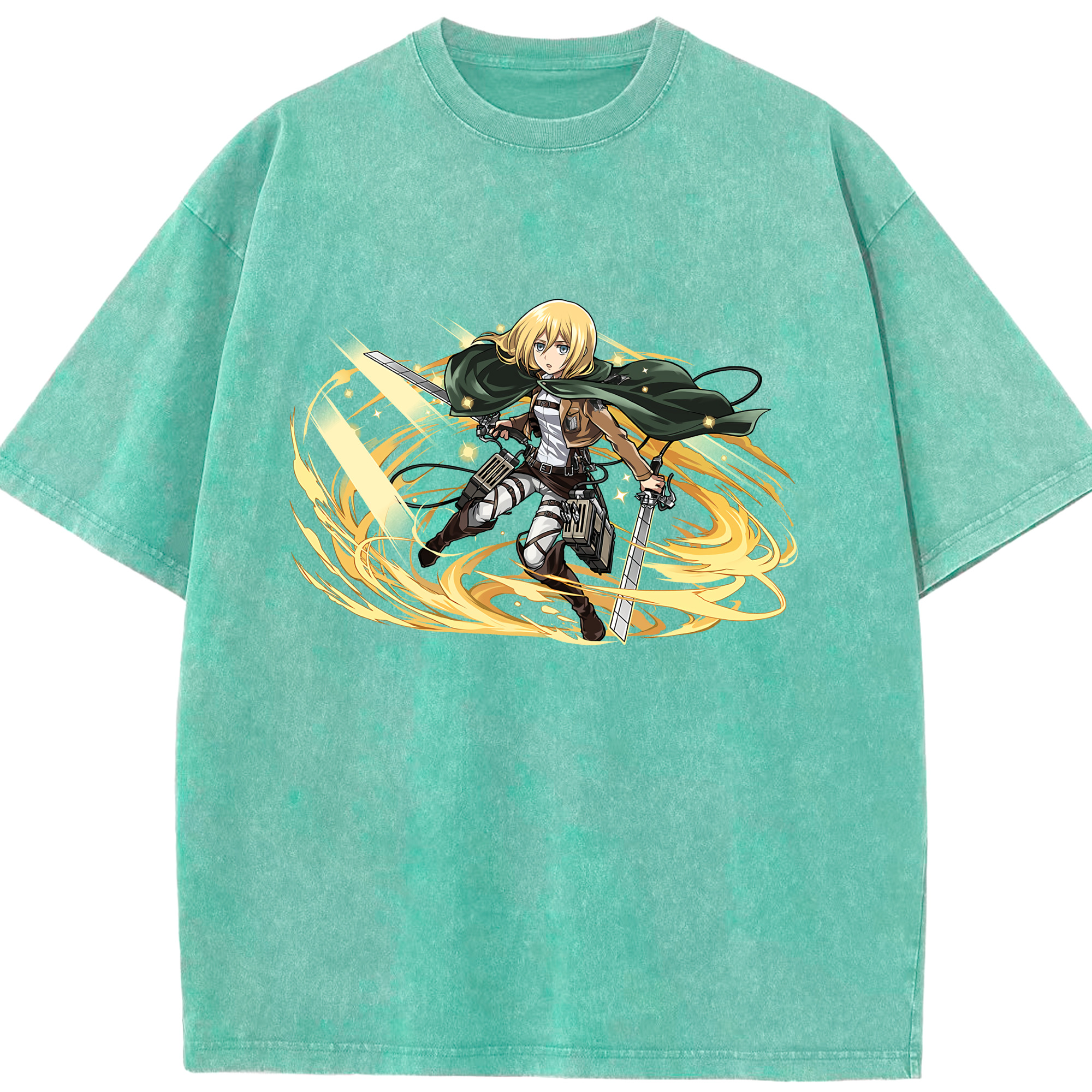 （画像用） 進撃の巨人 クリスタ·レンズ Attack on Titan Christa Lenz 綿100% ヴィンテージ風 半袖Tシャツ（フロントプリント）